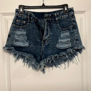 Ripped jean shorts